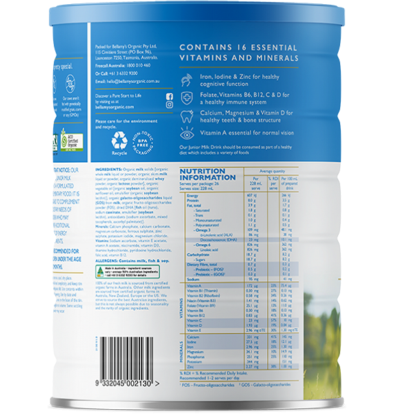 Bellamy's (Step 4) Organic Junior Milk Drink 900g